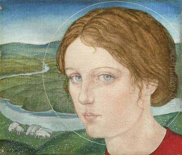 Jeune Fille Ou Sainte Germaine De Pibrac Oil Painting by Gustave van de Woestyne