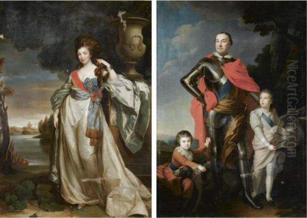 The Polish Count Franciszek Ksawery Branicki (1731-1819) And His Russian Wife Alexandrine Vassilievna Engelhardt (1754-1838) Oil Painting by Richard Brompton