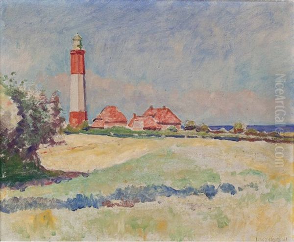 Kustenlandschaft Mit Leuchtturm by Julius Wohlers