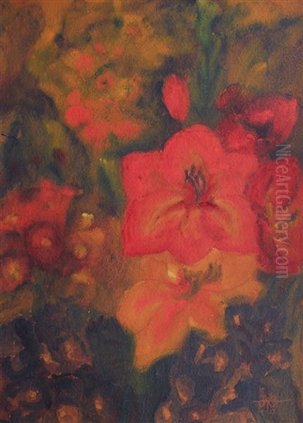 Amaryllis - In The Garden Of The Artist Oil Painting by Nikolaus (Niko) Woehlk