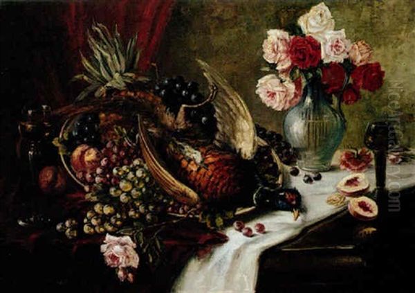 Still Life With Fruit, Flowers And Pheasant Oil Painting by Nikolaus (Niko) Woehlk