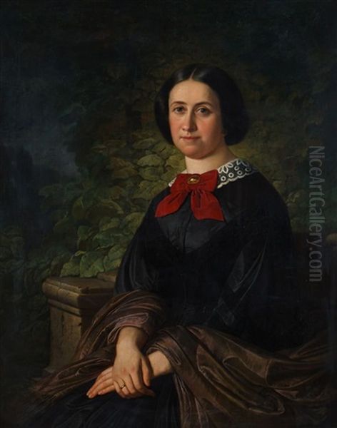 Portrait Of A Young Lady Oil Painting by Carl Wohnlich