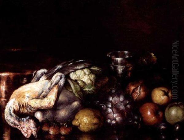 Still Life With Game And Fruit Oil Painting by Nicolas Wokos