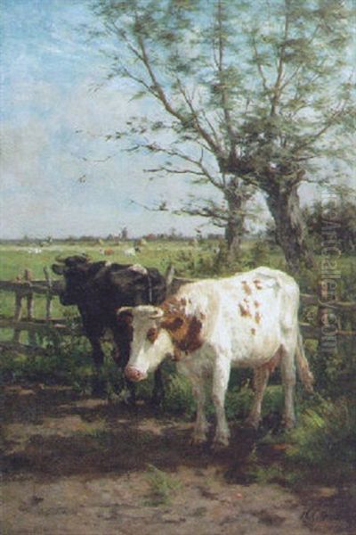 Out To Pasture Oil Painting by Herman Gerhardus Wolbers