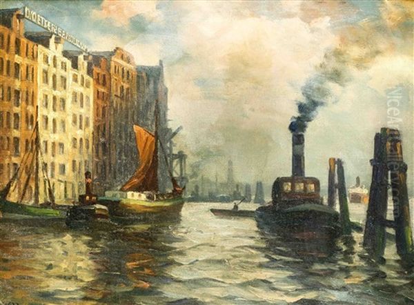 Schlepper Im Hamburger Hafen by Paul Wolde