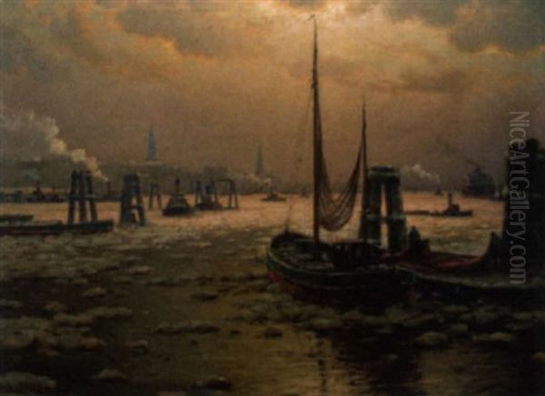 Hamburger Hafen Oil Painting by Paul Wolde