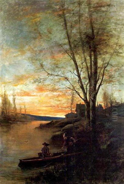 Heimkehr Von Der Abendlichen Ruderpartie Oil Painting by Augusto Wolf