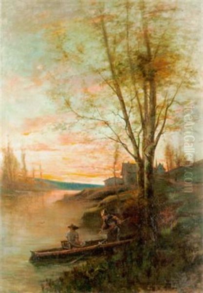 Heimkehr Von Der Abendlichen Ruderpartie Oil Painting by Augusto Wolf