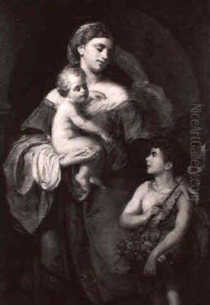 Madonna Mit Kind Und Dem Johannesknaben Oil Painting by Augusto Wolf