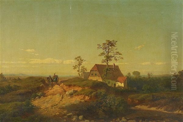 Abendstimmung Bei Einem Gehoft In Den Dunen Oil Painting by Balduin Wolf