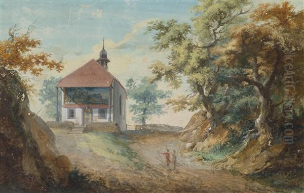 The Tell Chapel In The Hohle Gasse Near Kussnacht Oil Painting by Caspar Wolf