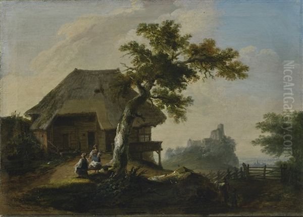 Bauernhaus In Oberbuchsiten Oil Painting by Caspar Wolf