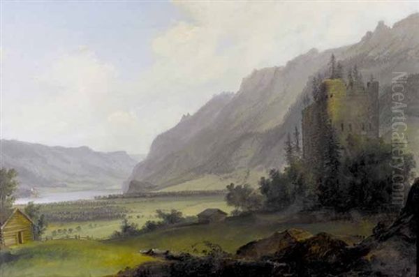 Ruine Unspunnen Mit Blick Auf Den Brienzersee Oil Painting by Caspar Wolf