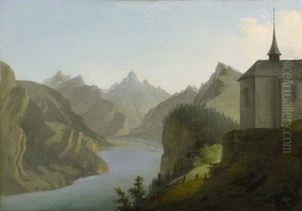 Blick Vom Seelisberg Auf Den Urnersee In Richtung Altdorf (view From Mount Seelis To Lake Uri Towards Altdorf) Oil Painting by Caspar Wolf