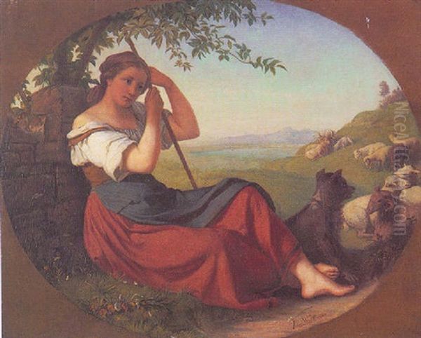 Hirtenmadchen Oil Painting by Friedrich Wolf