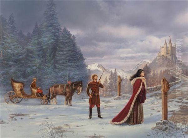 Wolf Of Winter Oil Painting by George Wolf