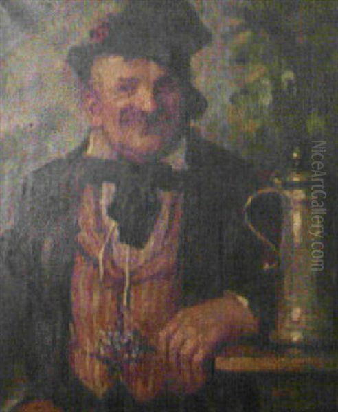 Mann Mit Bierkrug Oil Painting by Rudolf Robert Wolf