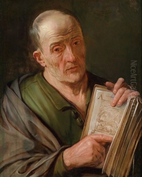 A Saint, Probably Luke The Evangelist, With An Open Book Oil Painting by Artus Wolfaerts