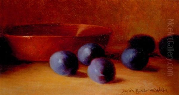 Still Life With Plums Oil Painting by Sarah Bender de Wolfe