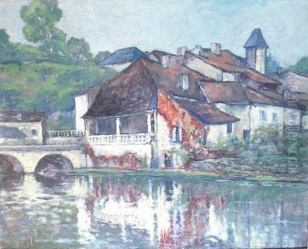 La Garonne A Taillebourg (lot Et Garonne) Oil Painting by Achille Bron