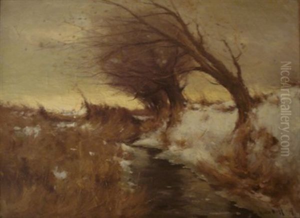 Paysage De Neige Oil Painting by Gustav Wolff