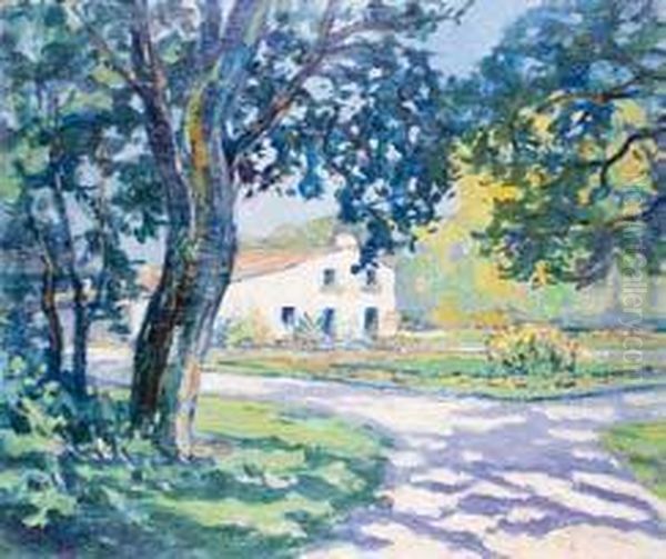 Mas En Provence Oil Painting by Achille Bron