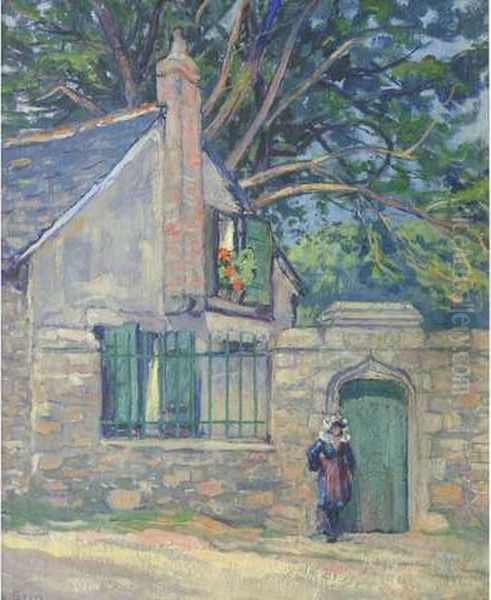 L'entree Du Manoir Oil Painting by Achille Bron