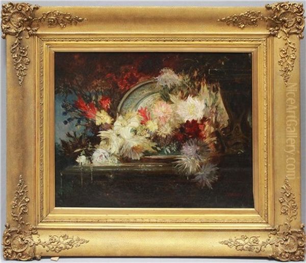 Blumenstillleben Oil Painting by Friedrich Ernst Wolfrom