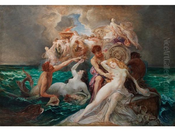 Poseidon Und Die Nereiden Oil Painting by Friedrich Ernst Wolfrom