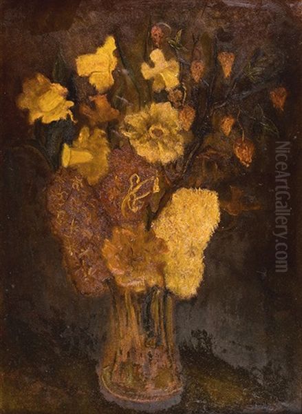 Vase De Fleurs Oil Painting by Hubert Wolfs