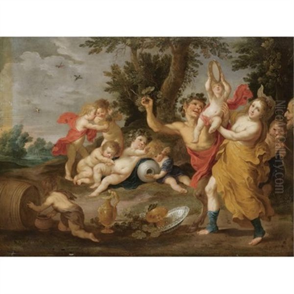 A Bacchanal Oil Painting by Victor Wolfvoet the Younger