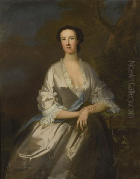 Portrait Of A Lady Oil Painting by John Wollaston