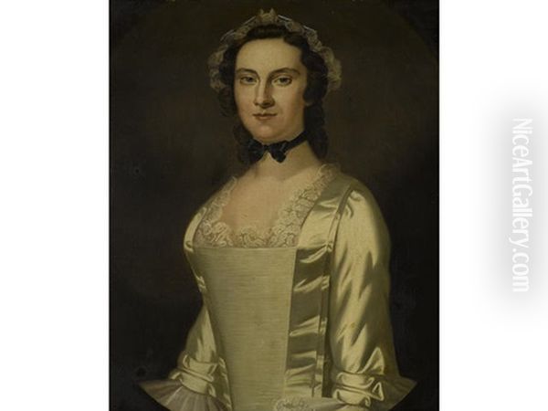 Portrait Of A Lady (possibly Maria Morris) Oil Painting by John Wollaston