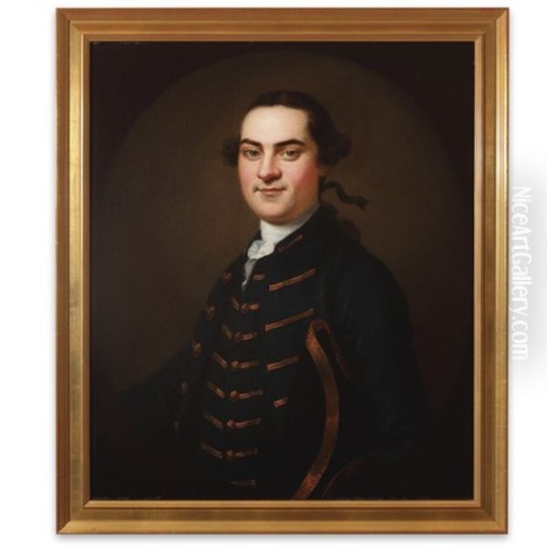 Portrait Of A Gentleman In A Blue Coat With Gold Trim (john Swift?) Oil Painting by John Wollaston