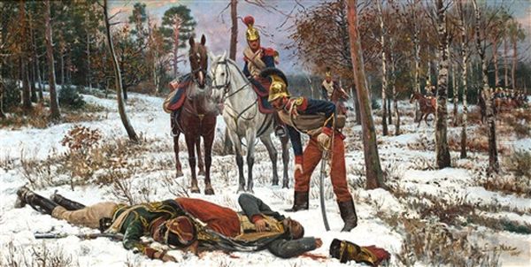 Epizod Z Wojny Francusko-pruskiej 1871 Roku Oil Painting by Stanislaw Polian Wolski