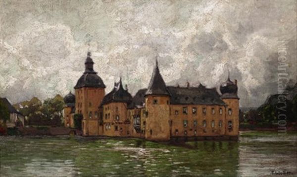 Wasserschlos Gudenau Bei Bonn Oil Painting by Anton Wolter