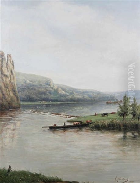 Barrage Sur La Meuse Oil Painting by Eugene Jacques Hubert Wolters