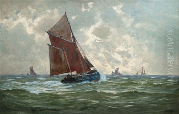 Fishing Boats Oil Painting by Geo Wolters