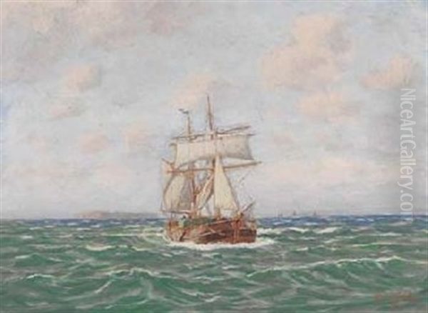 Dreimastbark Vor Helgoland Oil Painting by Geo Wolters