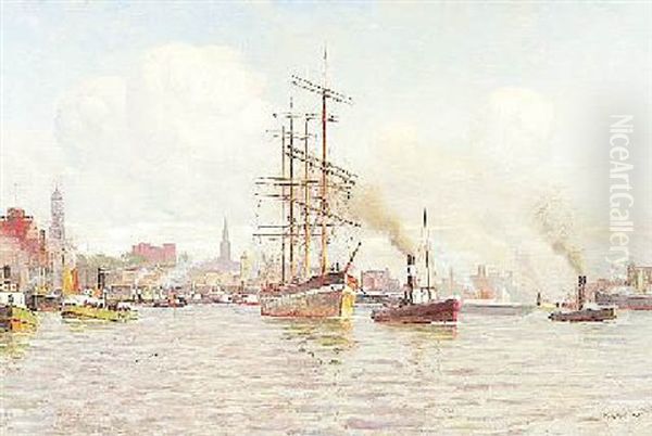 Hamburger Hafen Oil Painting by Geo Wolters