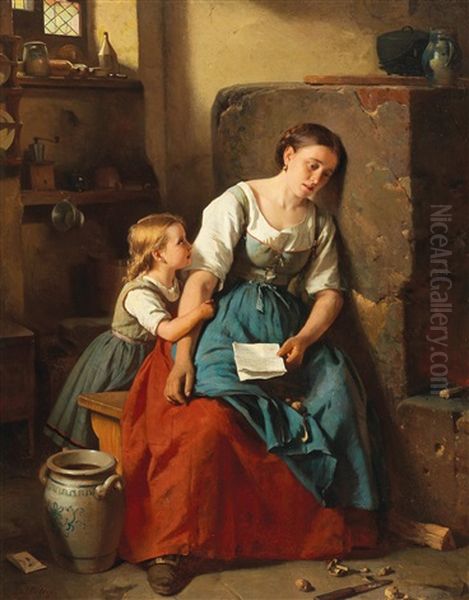 The Letter Oil Painting by Berthold Woltze