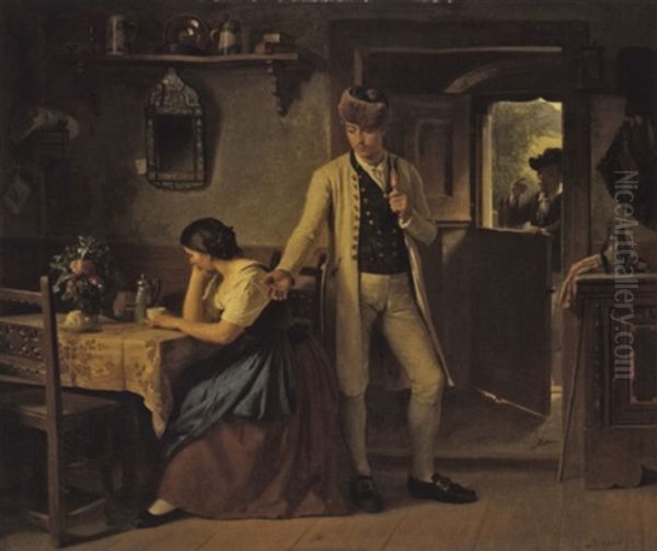 Ein Unwillkommener Abschied Oil Painting by Berthold Woltze