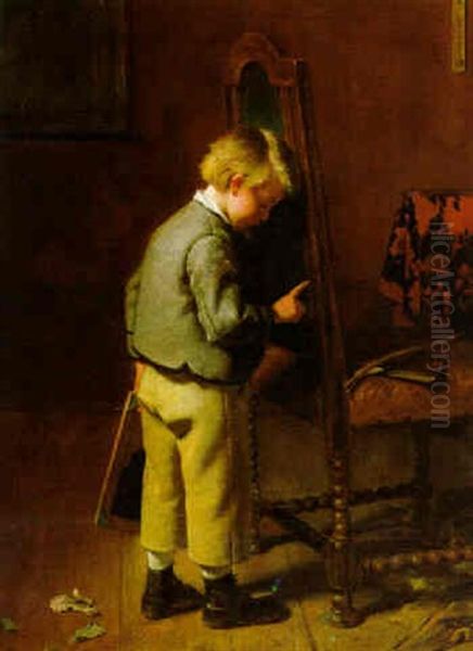 Spielender Knabe Oil Painting by Berthold Woltze