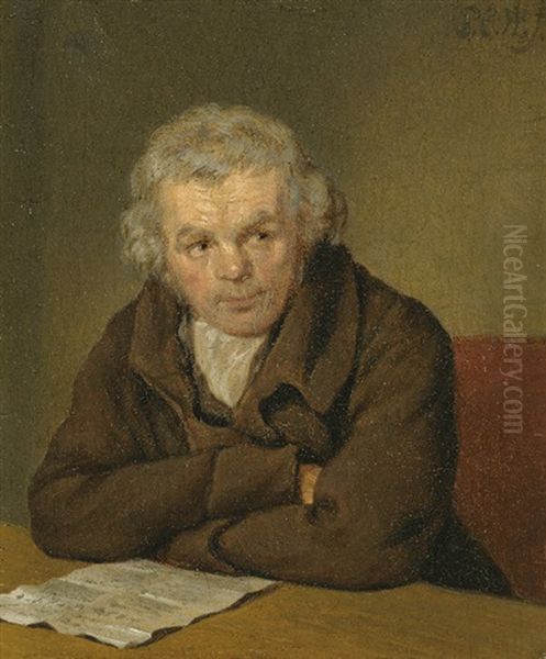 Portrait Of A Gentleman, Seated, Reading A Document Oil Painting by Pieter Christoffel Wonder