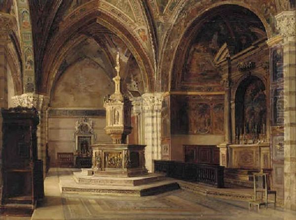 A Church Interior, Siena Oil Painting by Catherine Mary Wood