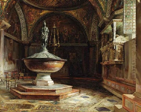 Church Interior Oil Painting by Catherine Mary Wood