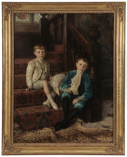 Double Portrait Of The Brothers George Bertram And John Leslie Horridge Oil Painting by Charles Haigh Wood