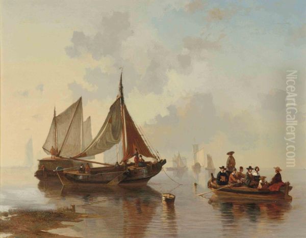 A Tender Bringing The Passengers To The Ship Oil Painting by Albertus Brondgeest