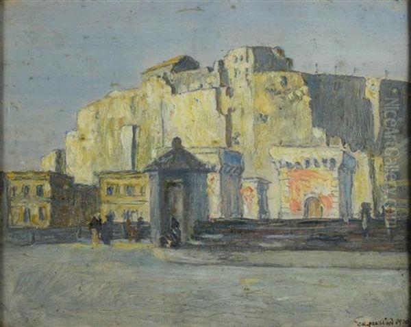 European Cityscape, 1920 Oil Painting by Edgar Thomas Wood