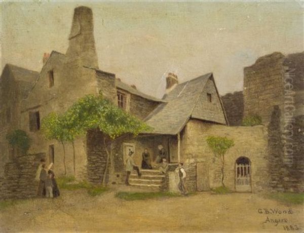 Village Scene Oil Painting by George Bacon Wood